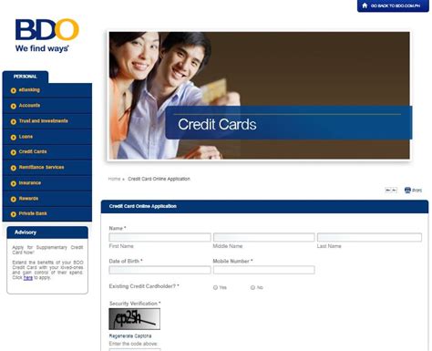 Ready Cash with your BDO Credit Card Online Form.